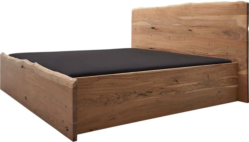MASSIVMOEBEL24 Bett Akazie 160x200x105 natur lackiert PURE ACACIA #302