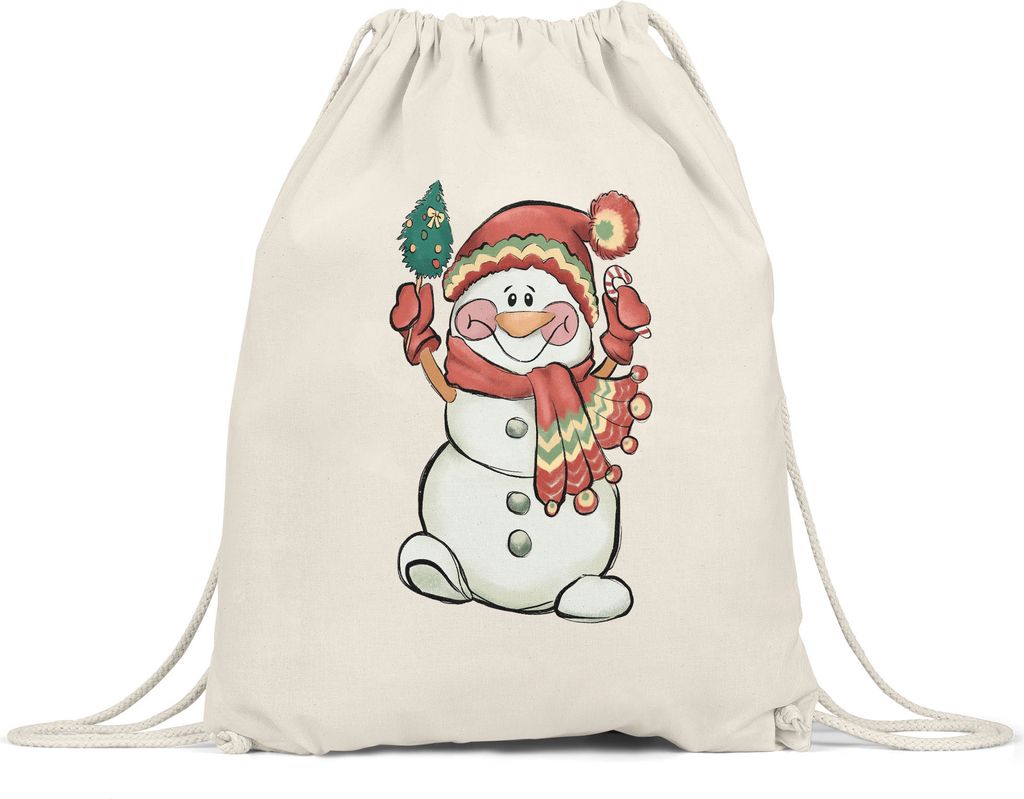 Schneemann Turnbeutel Gymsack Geschenkidee Schneemann-Bauer Süßes Motiv für Weihnachten für Kinder Familie