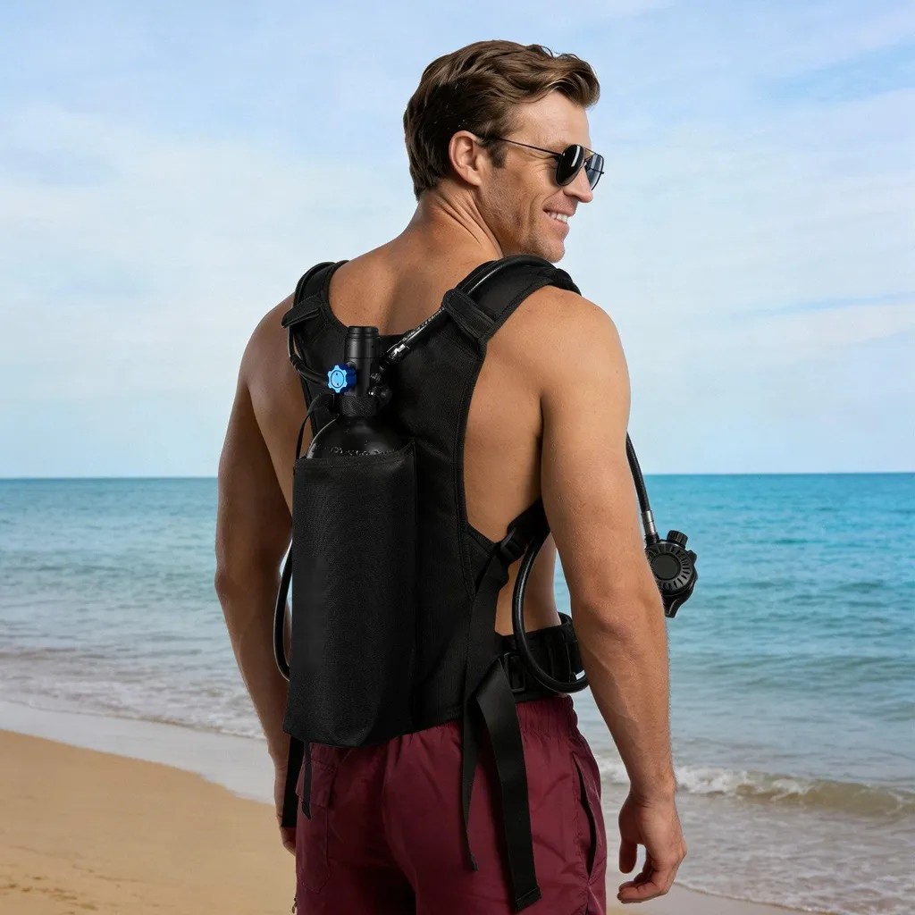 Mini-bouteille de plongée 2L portable rechargeable avec sac à dos - 8