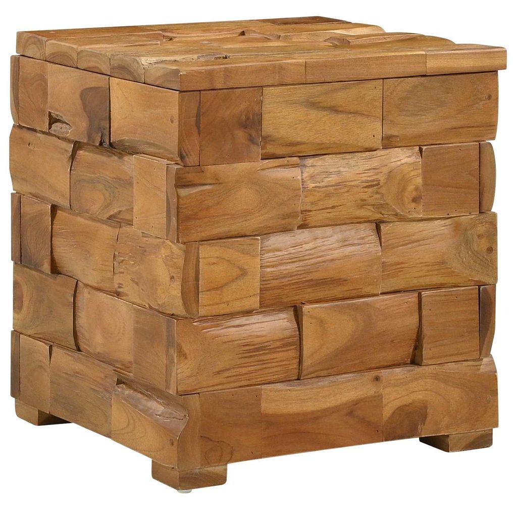 Aufbewahrungshocker Braun 40,5 x 39,5 x 45 cm Massivholz Teak