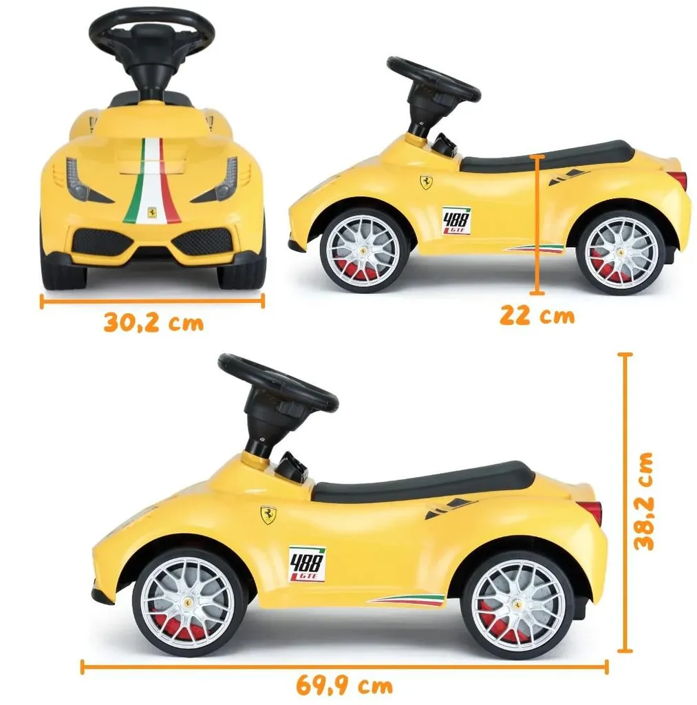 Voiture à pousser Ferrari 488 jaune pour enfant 1-3 ans avec coffre - 10