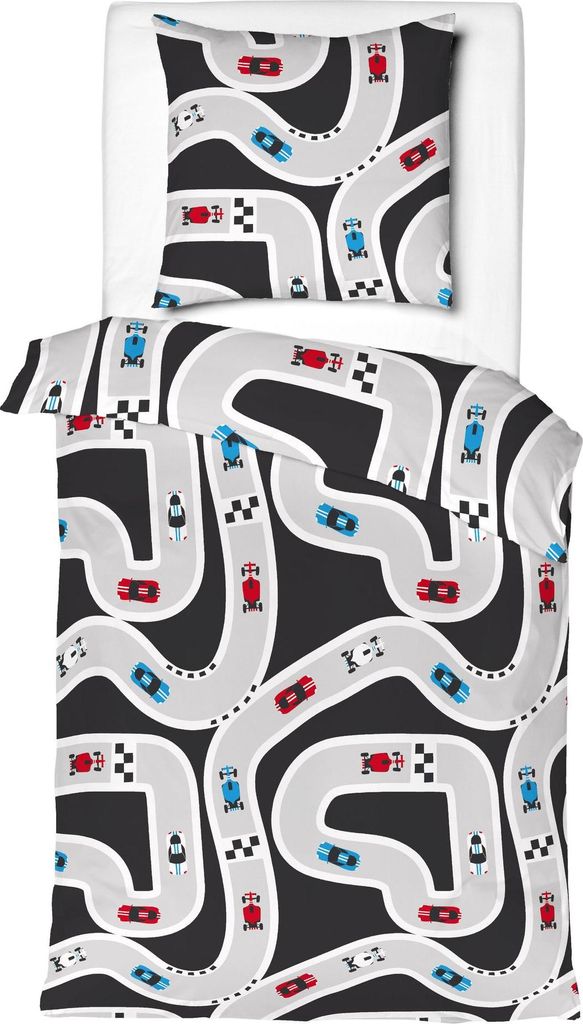 JACK Renforcé Kinder Bettwäsche 2 tlg. 135x200cm Rennwagen Produktbild 