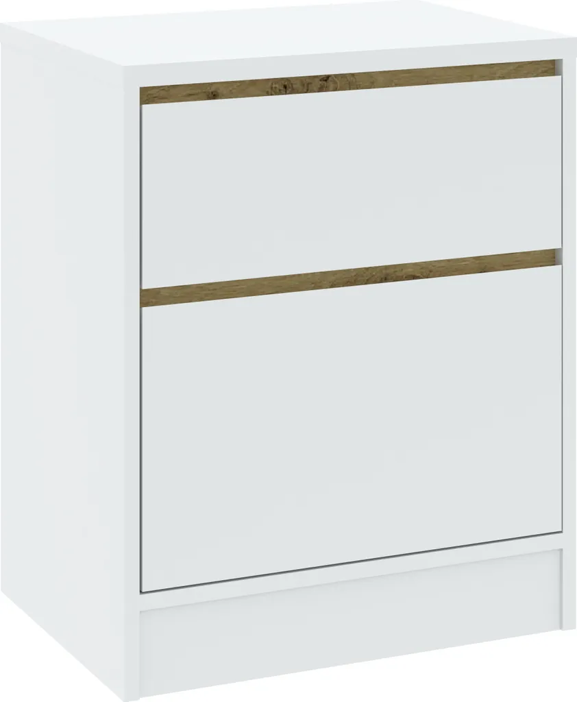 Mobiletto Notte SHERMAN Rovere Bianco: Soluzione Moderna Salva-Spazio - 1