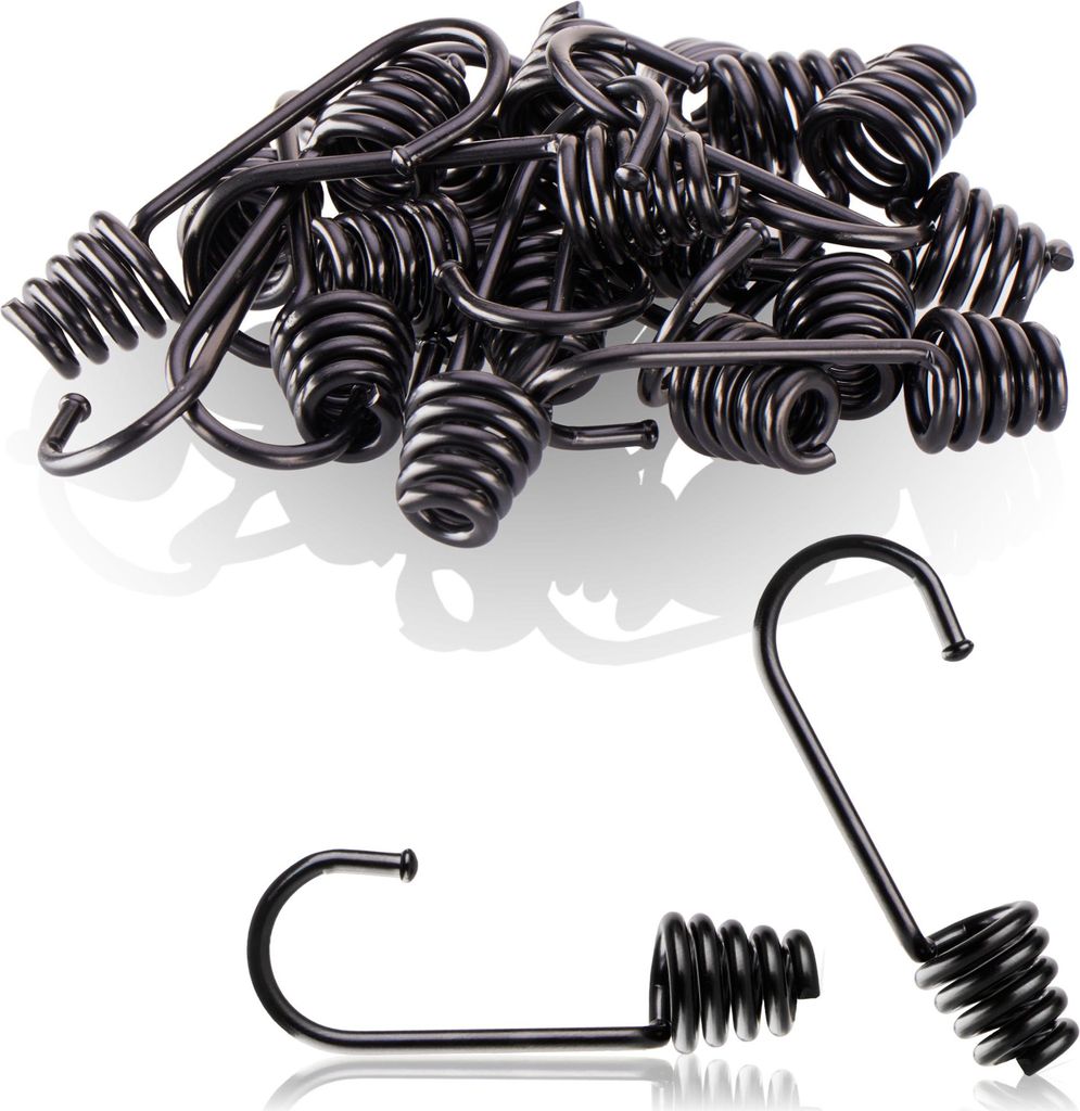 com-four 20x Spiralhaken - lackierter Metallhaken - Endstück für Spanngurte, Gepäckspanner, Planenseile, Expander, Kordeln und Abspannseile - ...
