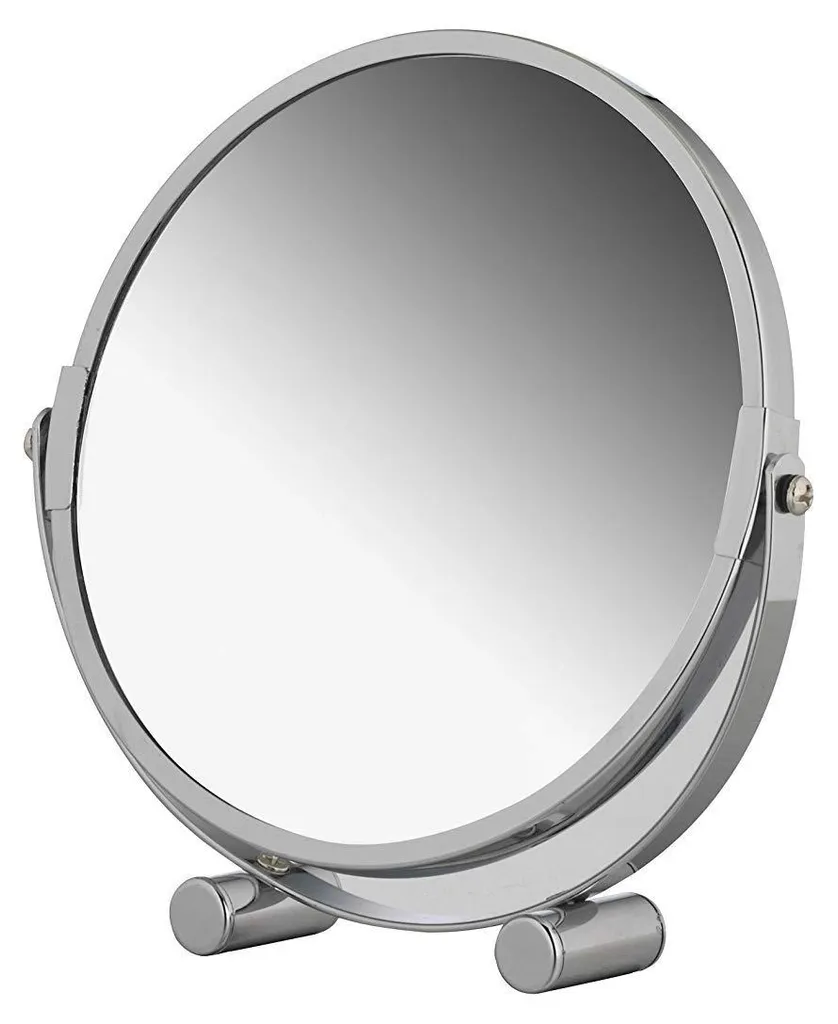 Miroir de rasage rond 17 cm grossissant 3x en chrome argenté de qualité