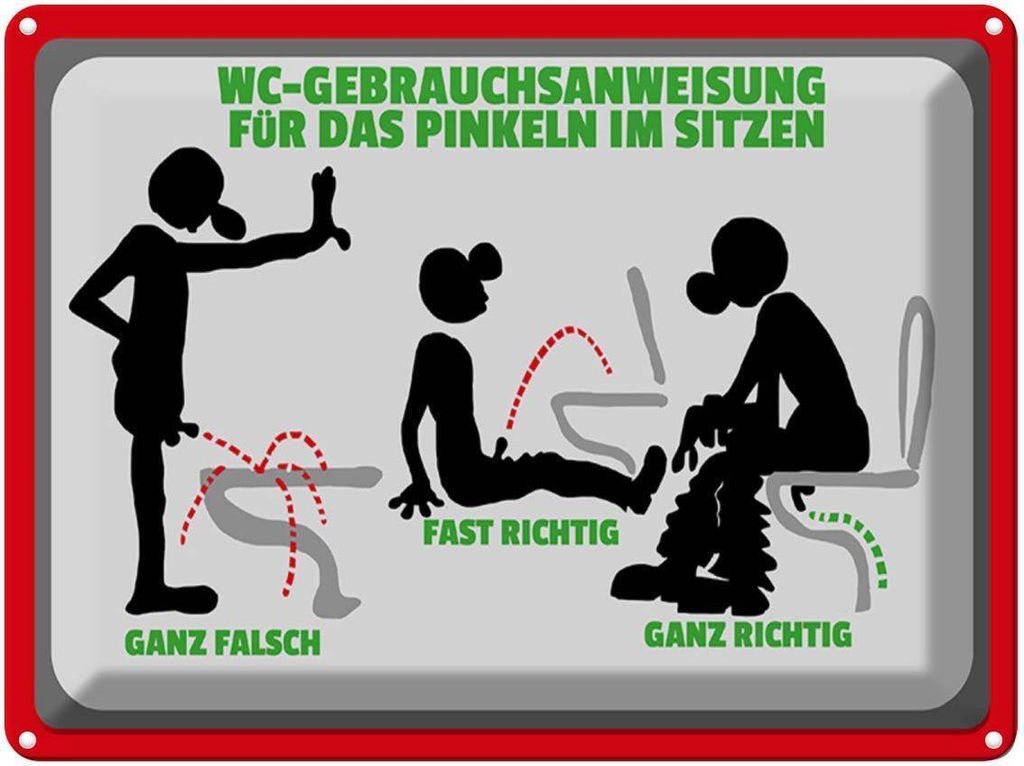 vianmo Blechschild 30x40 cm WC-Gebrauchsanweisung