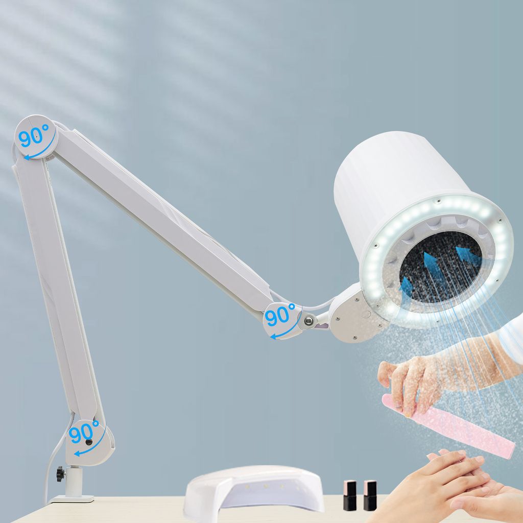 Professioneller Nagelstaubsauger Mit LED-Beleuchtung – 10 Geschwindigkeiten, Verstellbarer Winkel, Inkl. Bürsten & Filter