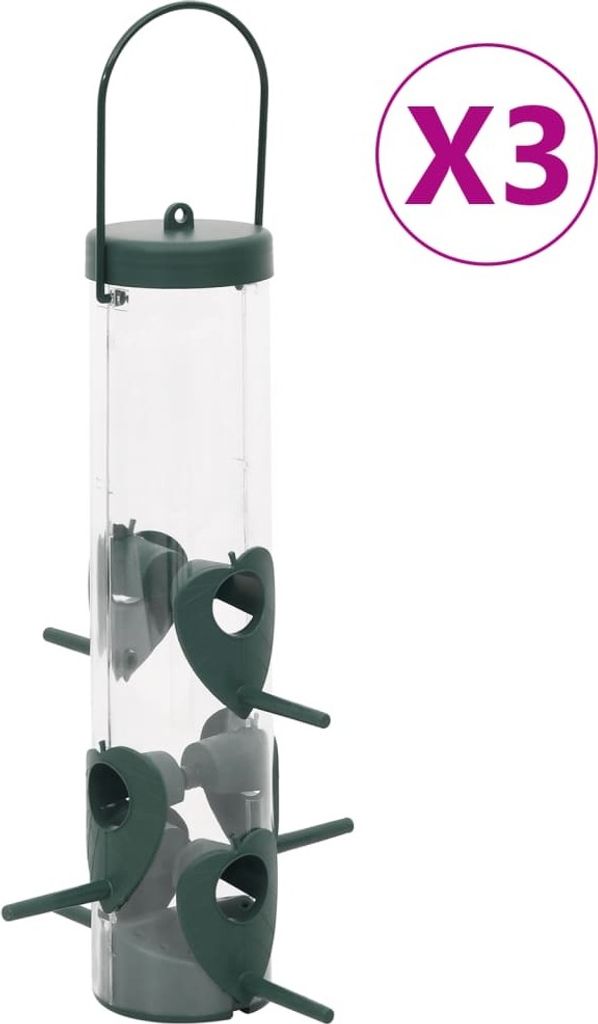 Vogelfutterspender 3 Stk. Dunkelgrün 17x17x32 cm