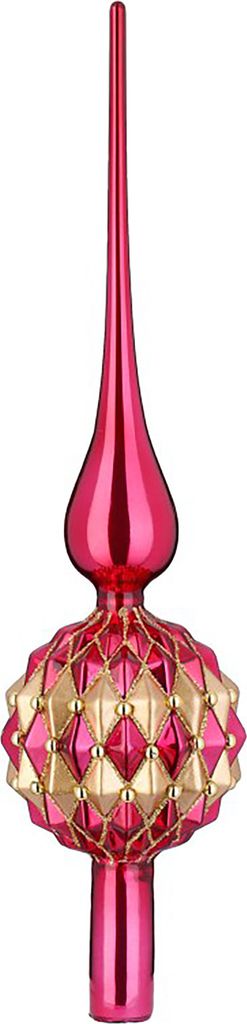 Christbaumspitze Glas 31cm mit Ornamenten - Gentle Pink