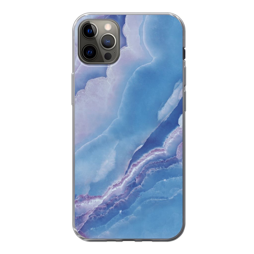 MuchoWow Handyhülle Schutzhülle Hülle für iPhone 13 Pro Max Natursteine - Lila - Mineralien Silikon Softcase Handy Hülle - Mobiltelefon