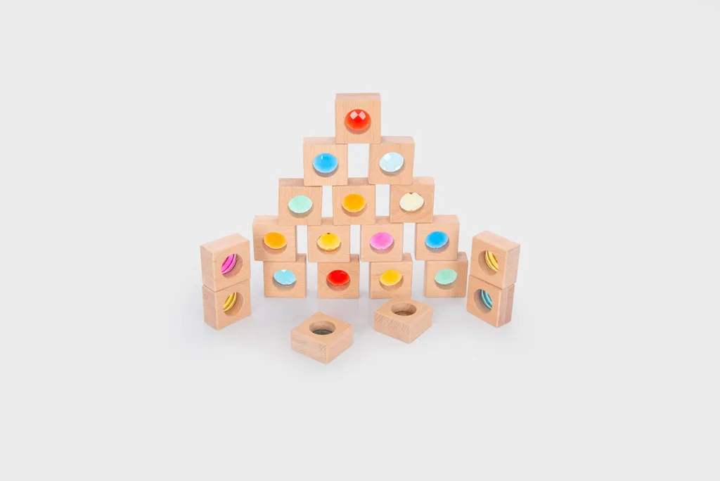Blocs Kaléidoscope Bois : Jouet Éducatif Durable pour l'Éveil Visuel