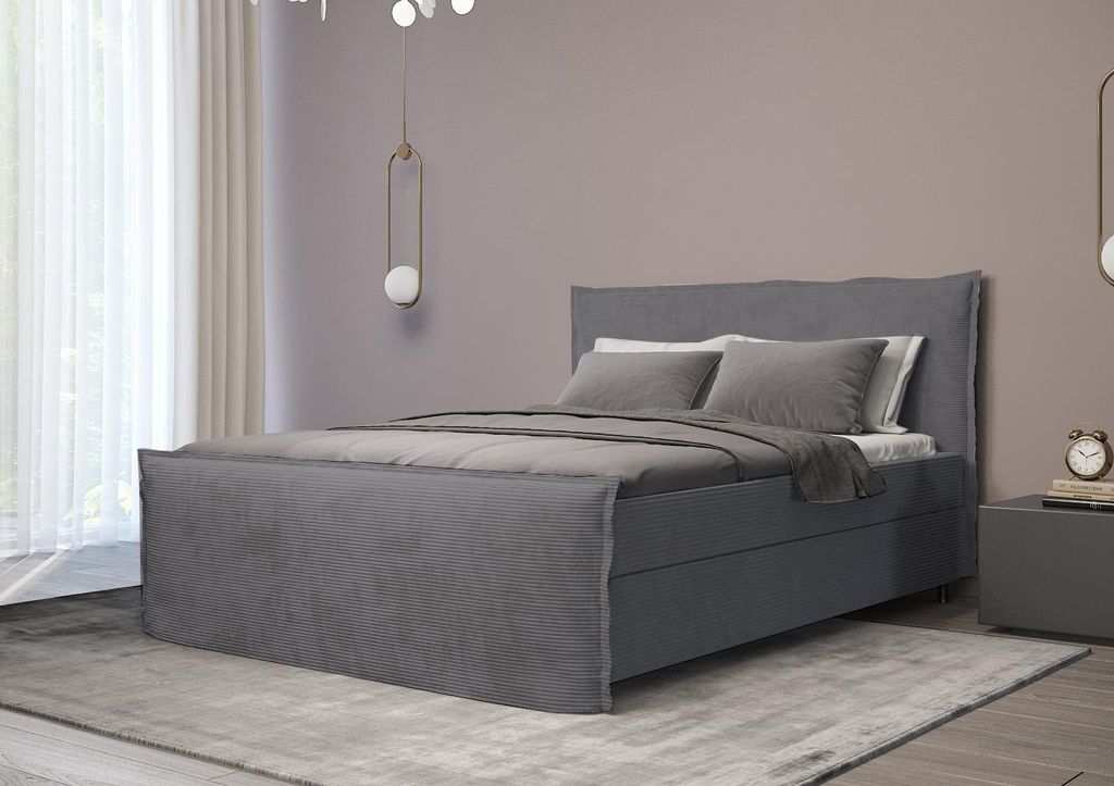 B&B Home Boxspringbett Boro 200x200 cm – mit Bettkasten