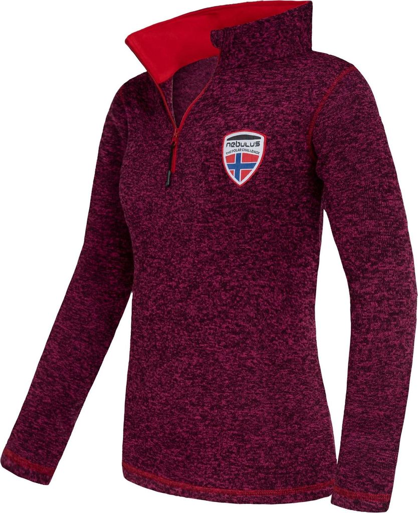 Nebulus Fleecepullover KYLE Damen, warmer Fleecepullover, Pulli aus Fleece mit Half Zip Reißverschluss, P5229 - Damen, fuchsia-rot, S/36