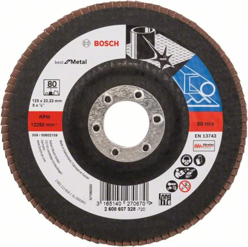 Bosch PRO X571 Disco Lamellare 125mm G80 - Abrasivo Zirconio 2608607328