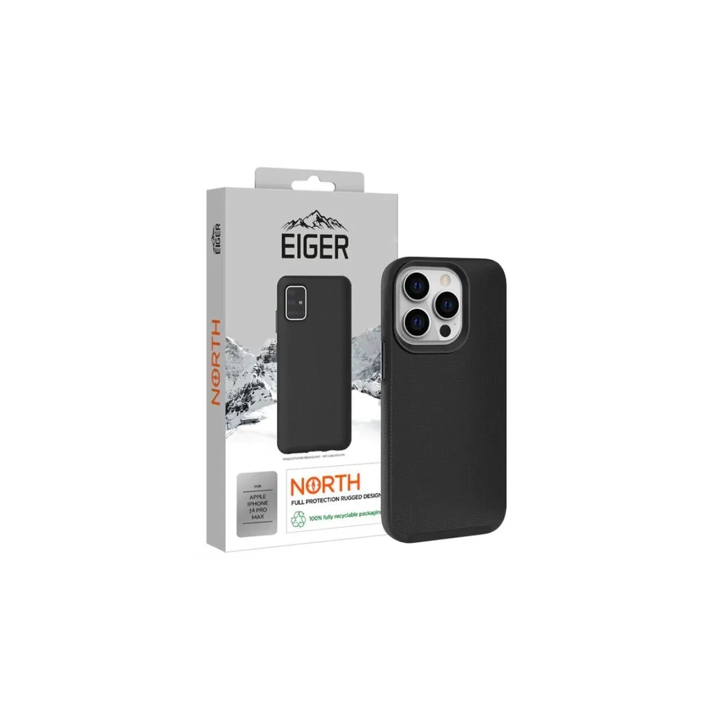 Eiger, Cover rigida per iPhone 14 Pro Max con 2 strati di protezione ultra-rinforzata contro le cadute da 4M, nero - 5