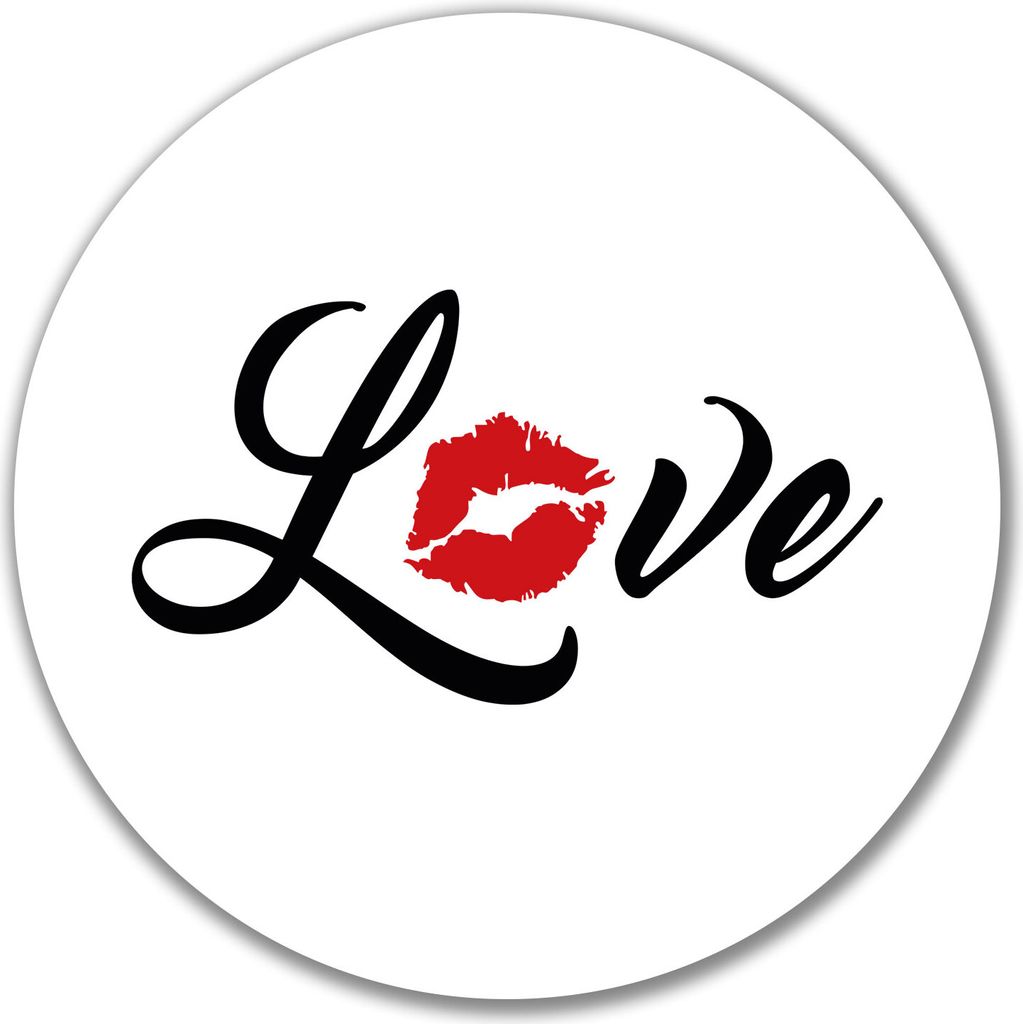 Huuraa Aufkleber Love Kuss 10cm rund Sticker Geschenkidee
