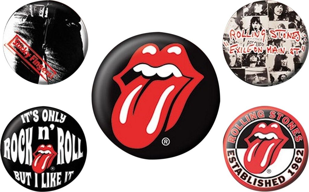 The Rolling Stones - Anstecker-Set "Classic" 5er-Pack - Kunststoff PM117 (Einheitsgröße) (Rot/Schwarz/Weiß)