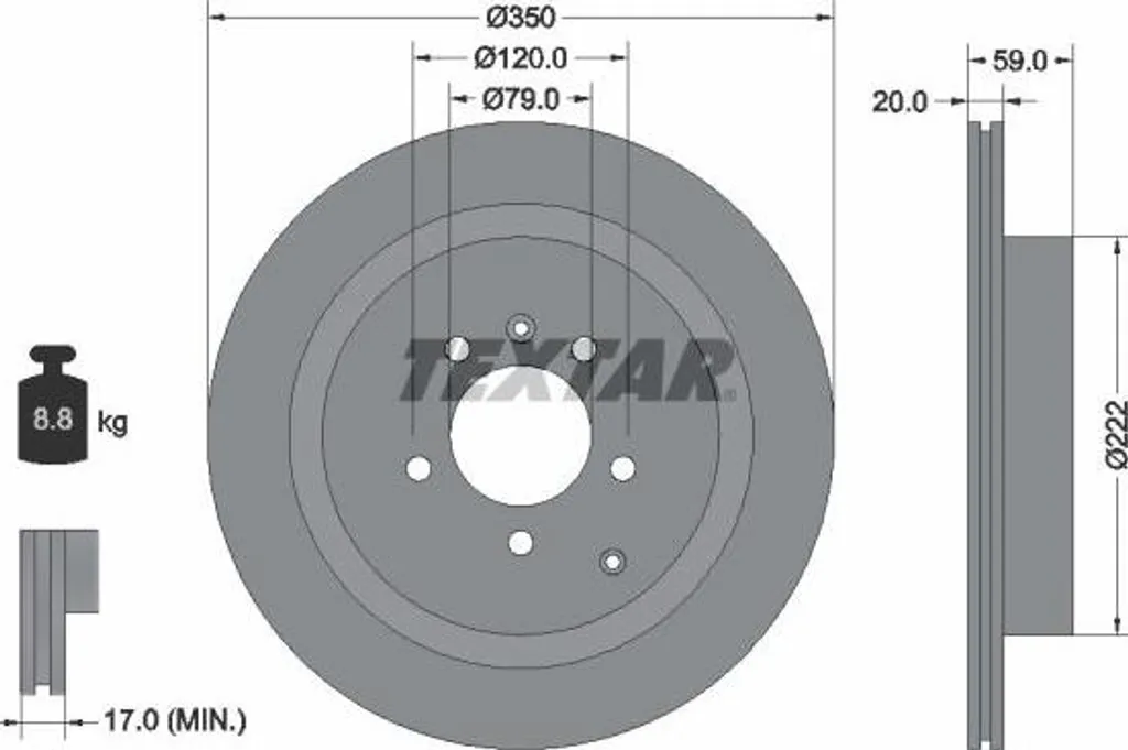 Disque de frein TEXTAR 92147703 OE SDB000644 pour Range Rover et Discovery