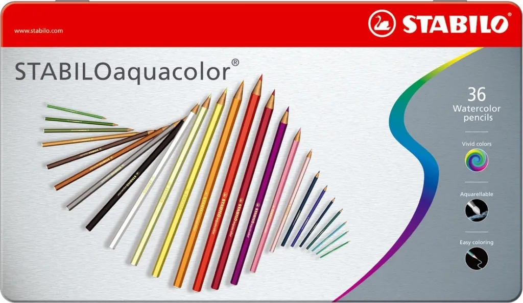Crayons aquarellables Stabilo aquacolor boîte de 36 pièces lot de 2