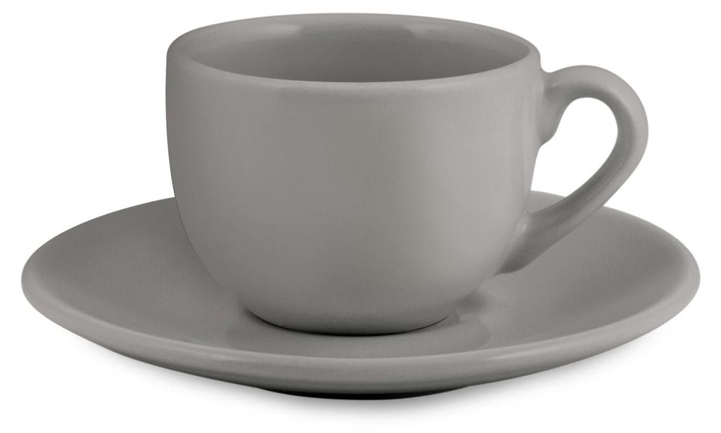 H&H Adeline Kaffeetassen mit grauer Keramik-Untertasse, 100 cm³, 6er-Set