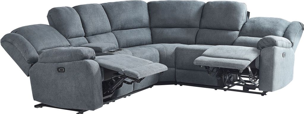 BELIANI Ecksofa Dunkelgrau Stoff 5-Sitzer 2 Getränkehalter Kammer 2 USB-Ports Elektrisch Verstellbar Sesselfunktion Relaxfunktion Modern Wohnzimmer