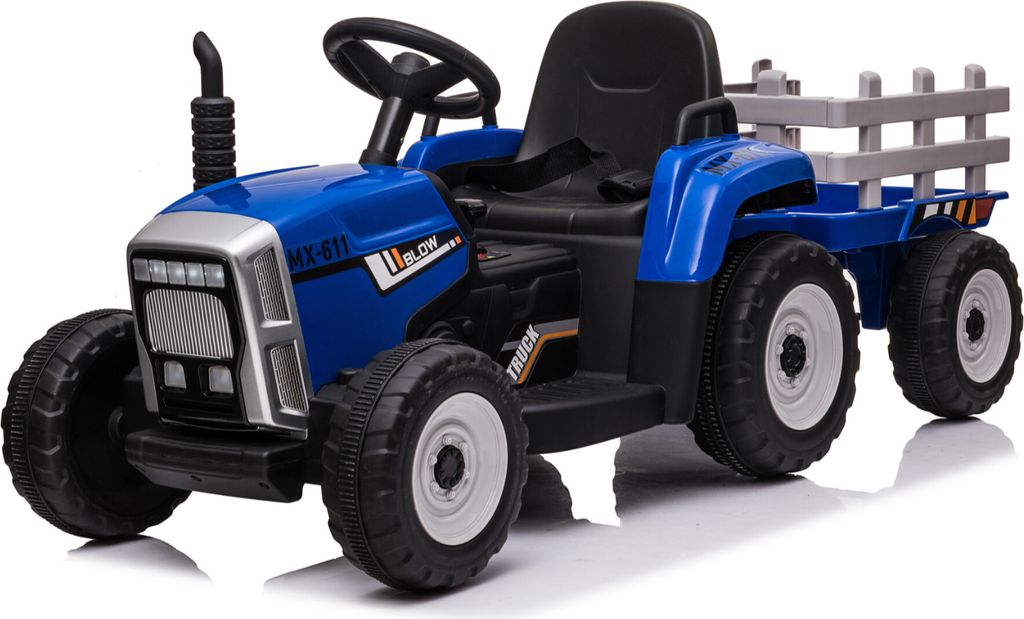 Kinder Elektroauto Traktor Anhänger Kinderauto Kinderfahrzeug Elektro 12V Usb Mp3 Blau