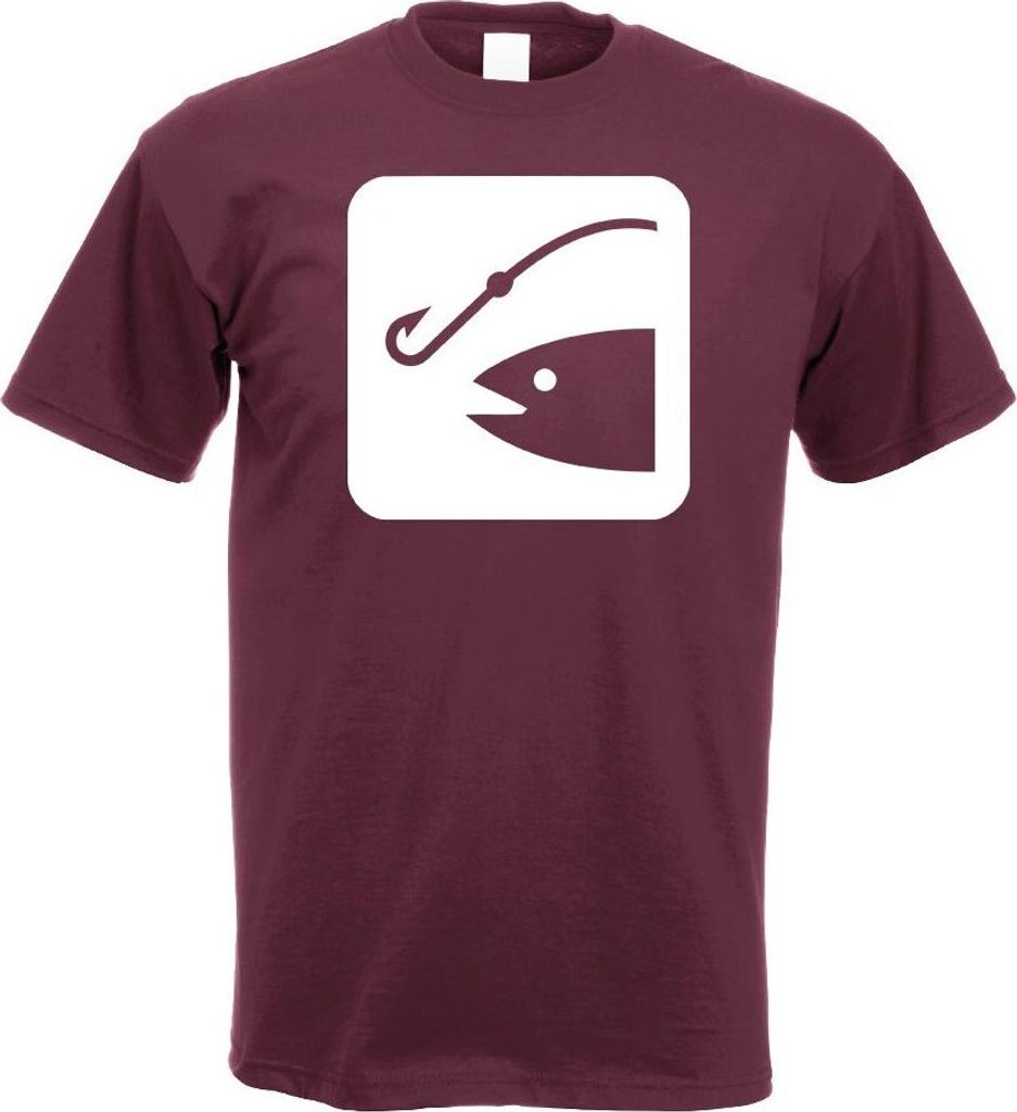 Kiwistar - T-Shirt - Burgund - Angelplatz Stelle Ort Piktogramme Herren Funshirt Bedruckt Design Sprüche Spruch Motive - mit Motiv Bedruckt - Funs...