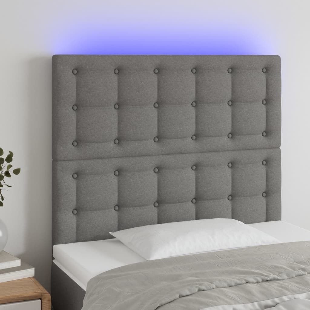 Maison Exclusive - LED Kopfteil Dunkelgrau 80x5x118/128 cm Stoff