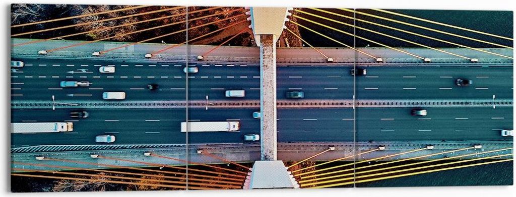 Bild auf Leinwand - Leinwandbild - 3 Teile - Brücke Siekierkowski Warschau - 150x50cm - Wand Bild - Wanddeko - Wandbilder - Leinwanddruck - Bilder...