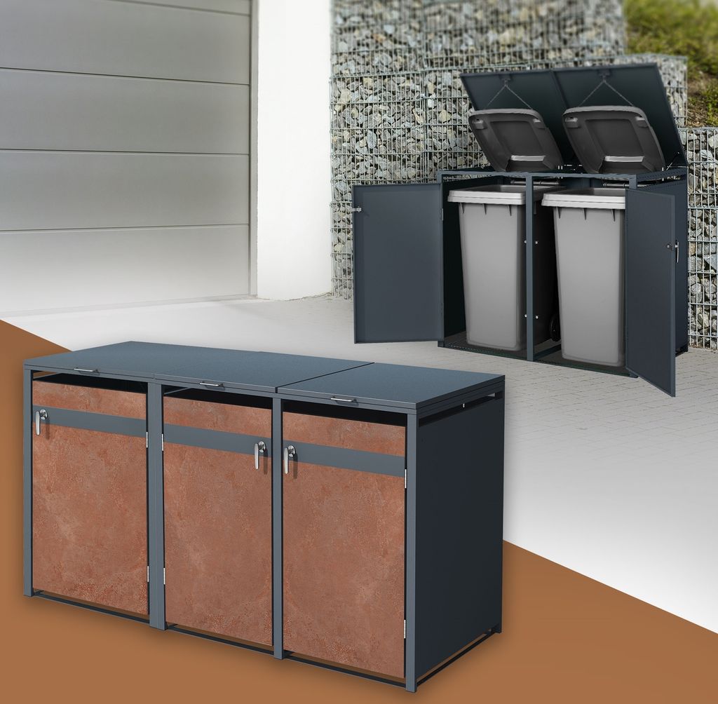 ML-Design Mülltonnenbox 3er für 3 Tonnen 240L Produktbild 