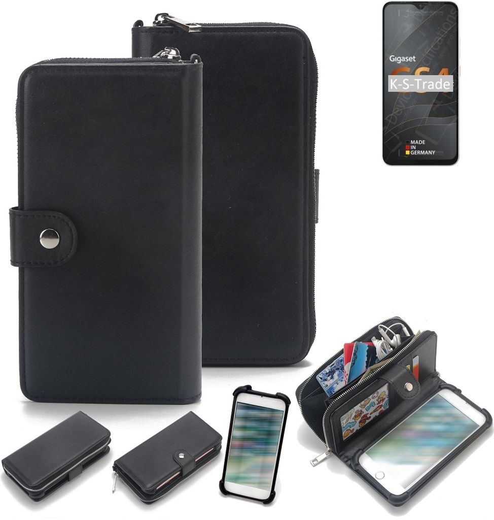 K-S-Trade 2in1 Handyhülle Schutzhülle kompatibel mit Gigaset GS4 & Portemonnee Cover Handy Hülle Case Etui Geldbörse Wallet Bookstyle Hülle