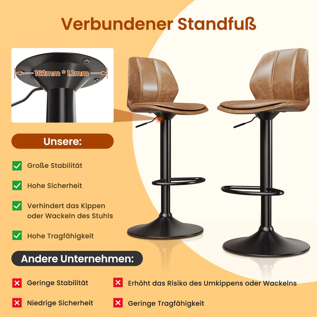 Tabourets Bar Confortables Réglables, Pivotants, Support 120kg - 7