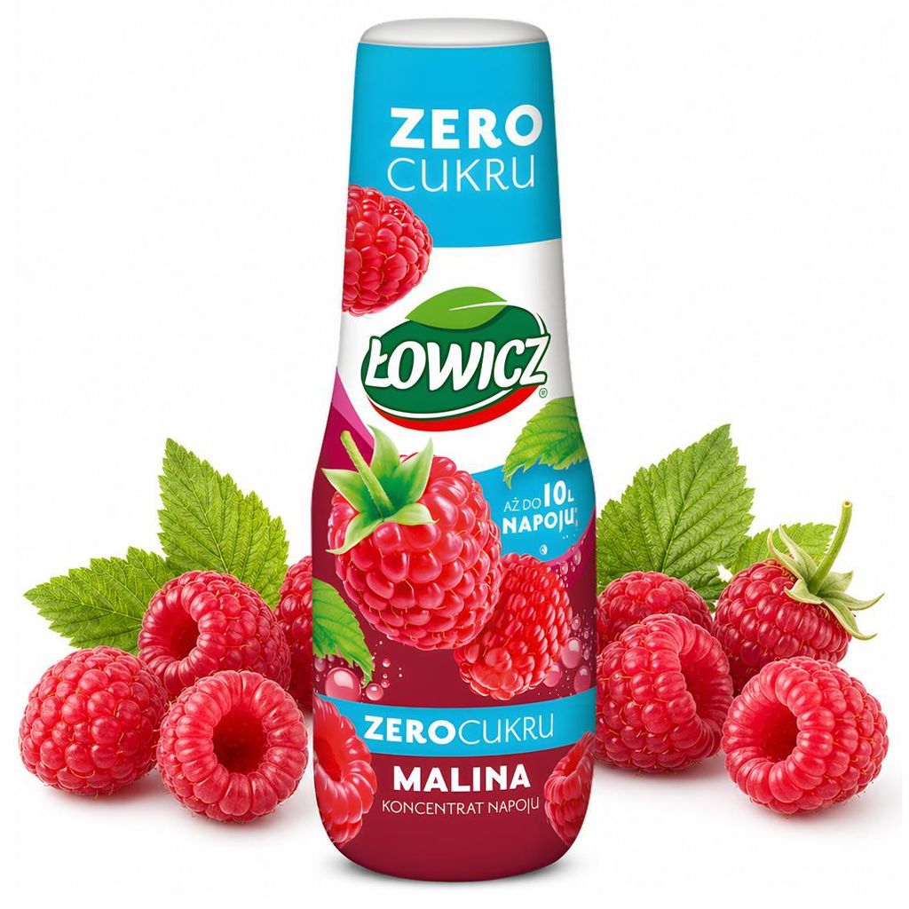 Łowicz Himbeere Zero Sugar Sirup 500 ml, zuckerfrei, Getränkesirup mit Himbeergeschmack