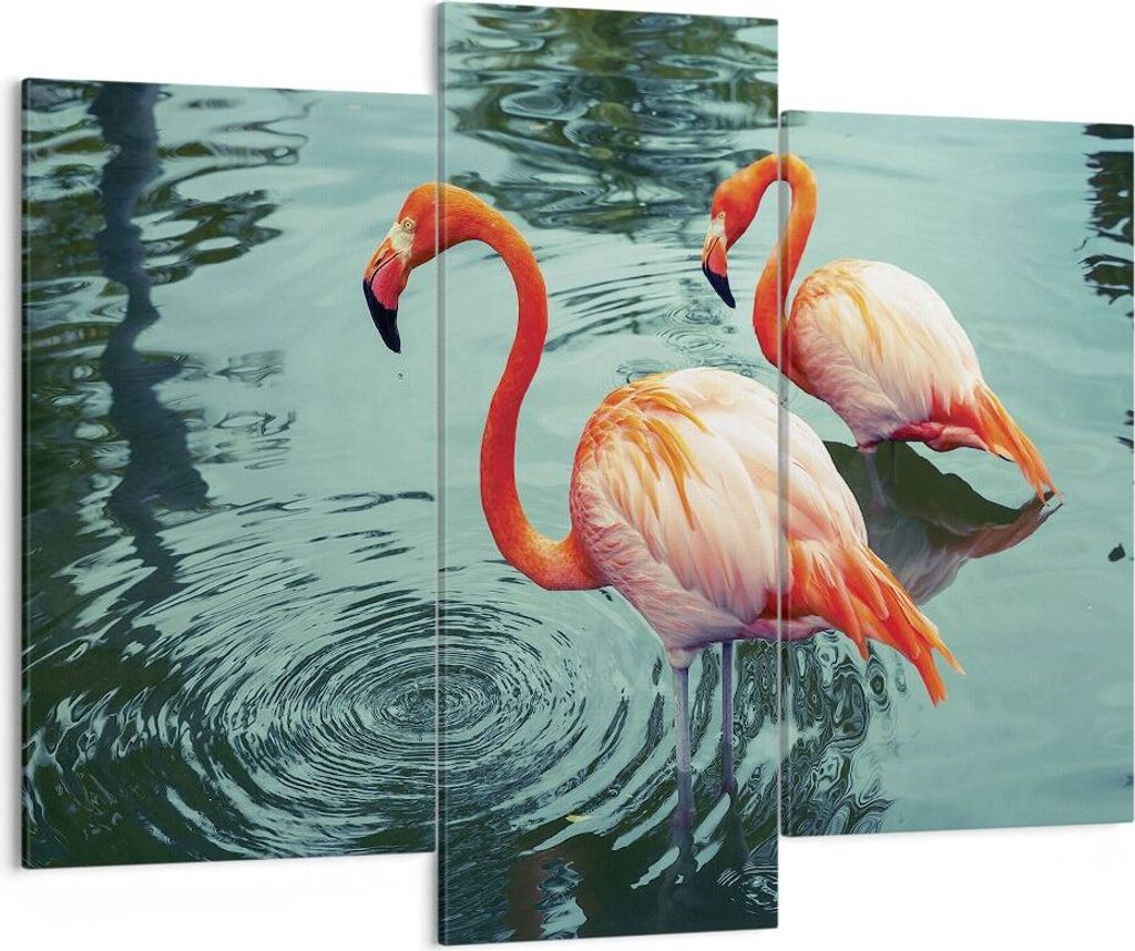 Bild auf Leinwand - Leinwandbild - 3 Teile - Rosa Flamingos Produktbild 