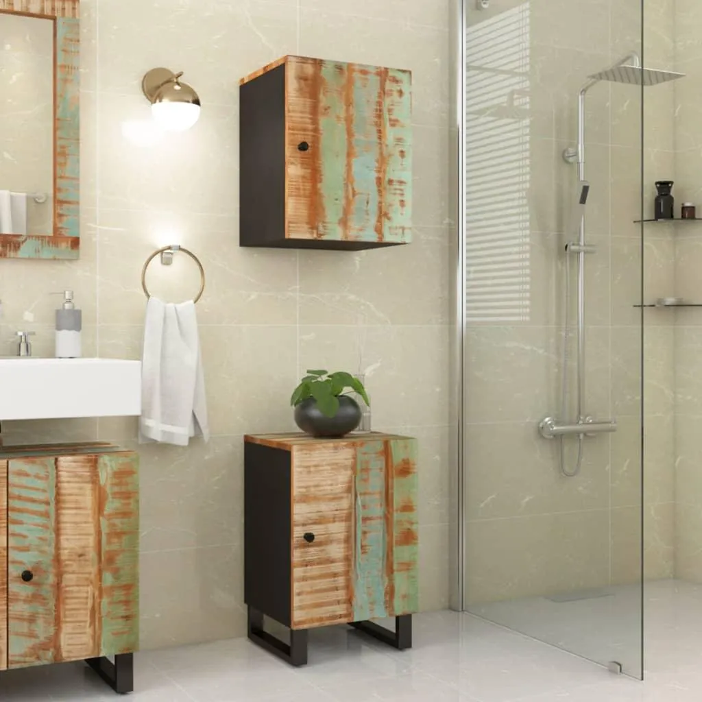 Mobiletto Bagno 38x33x58 cm Legno Massiccio Antico - Stile Shabby vidaXL - 2