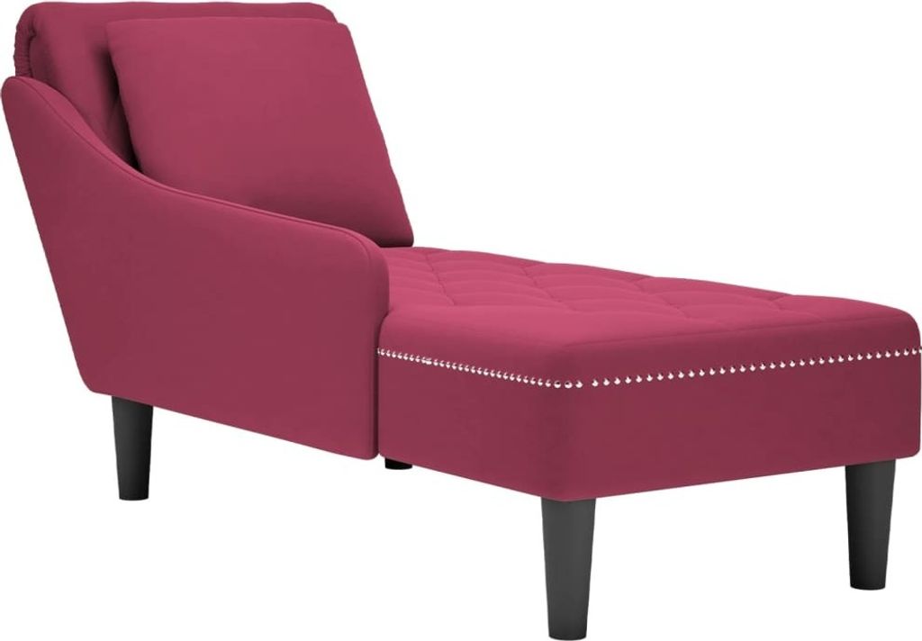 "2026 Promotion" Chaiselongue mit Kissen und Rechter Armlehne Weinrot Samt - Recamieren CC23551