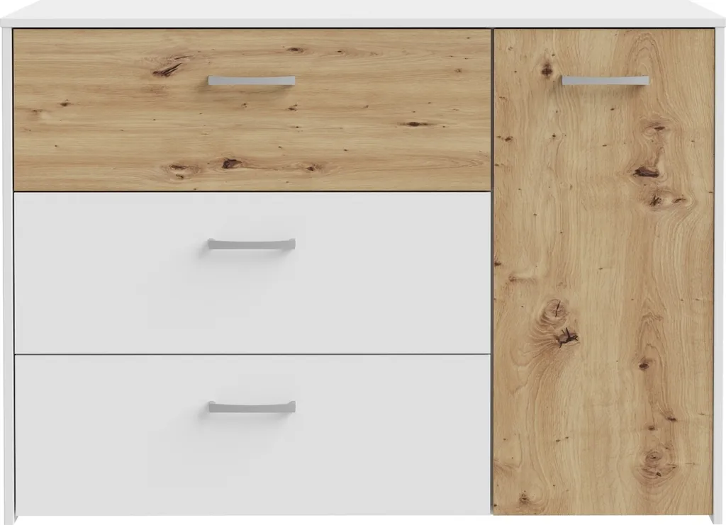 Kommode CULGOA 3 tiroirs 1 porte Artisan Eiche Blanc 113x80cm