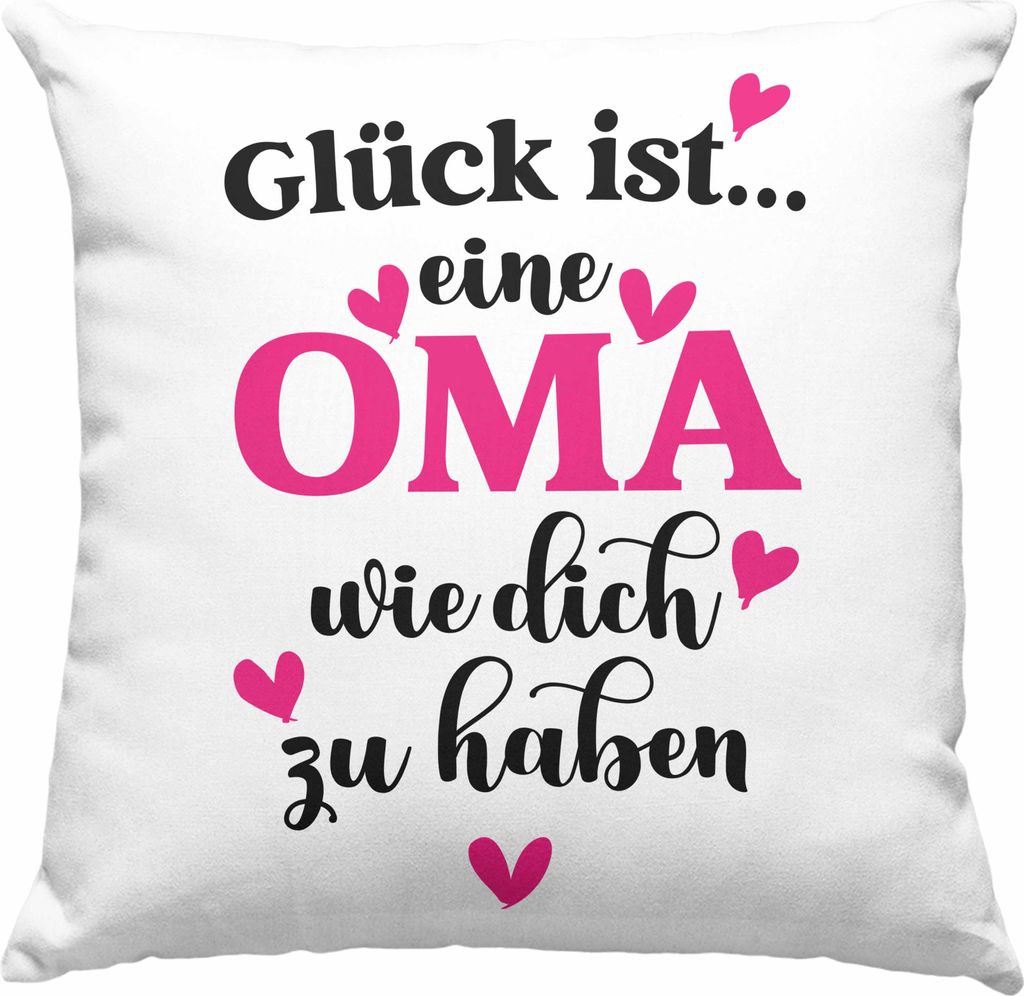 Trendation - Oma Deko-Kissen mit Füllung 40x40 mit Spruch Geschenk von Enkel für Beste Oma Muttertag Geburtstagsgeschenk (Blau)