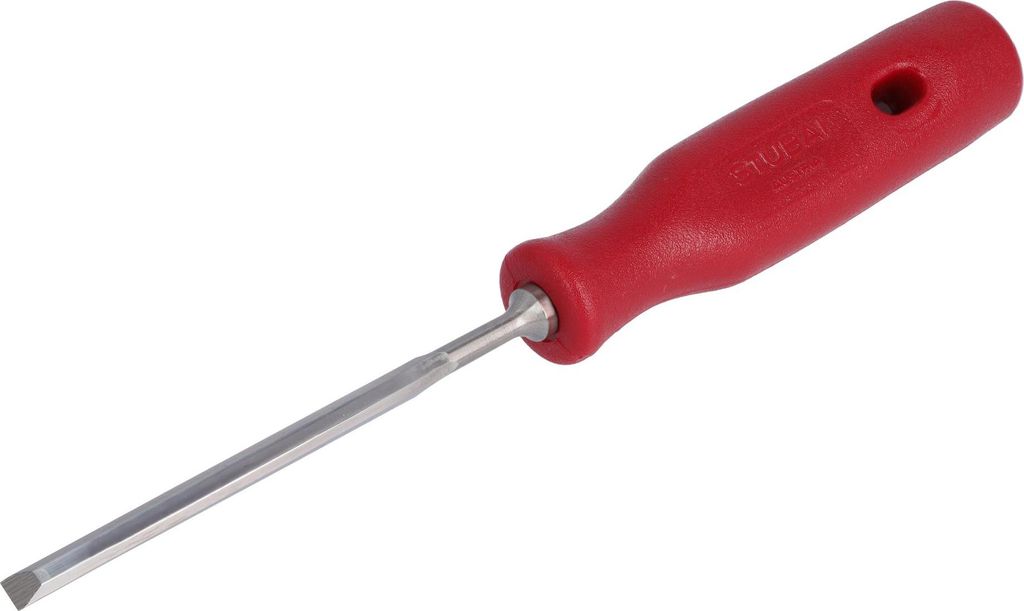 Stemmeisen mit rotem Plastikgriff, schwedische Form, 16mm, STUBAI Stechbeitel präzise Holzbearbeitung, Stecheisen für Schreiner Tischler