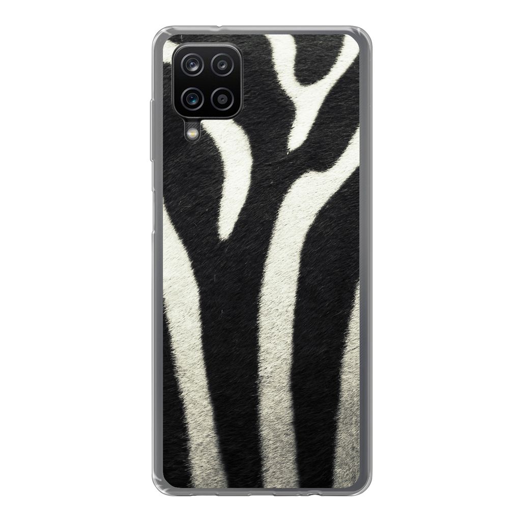 MuchoWow Handyhülle Schutzhülle Hülle für Samsung Galaxy A12 Tiermuster - Zebra - Schwarz - Weiß Silikon Softcase Handy Hülle - Bild