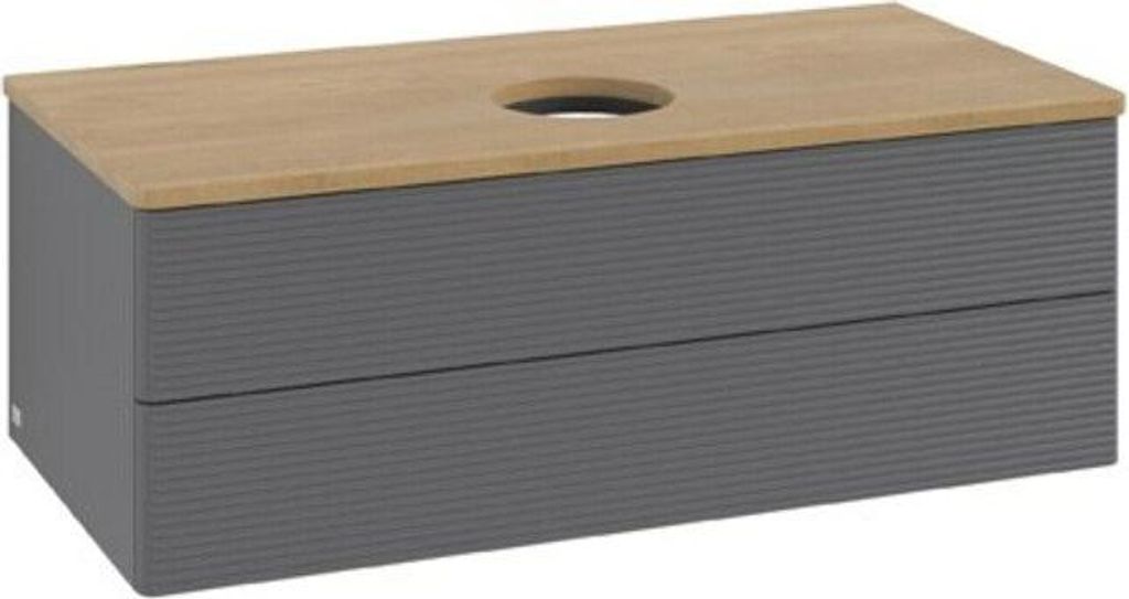 V&B Waschtischunterschrank mit Frontstruktur Antao 100x36x50cm, WBP hon. Oa, Anthrac. m Lac