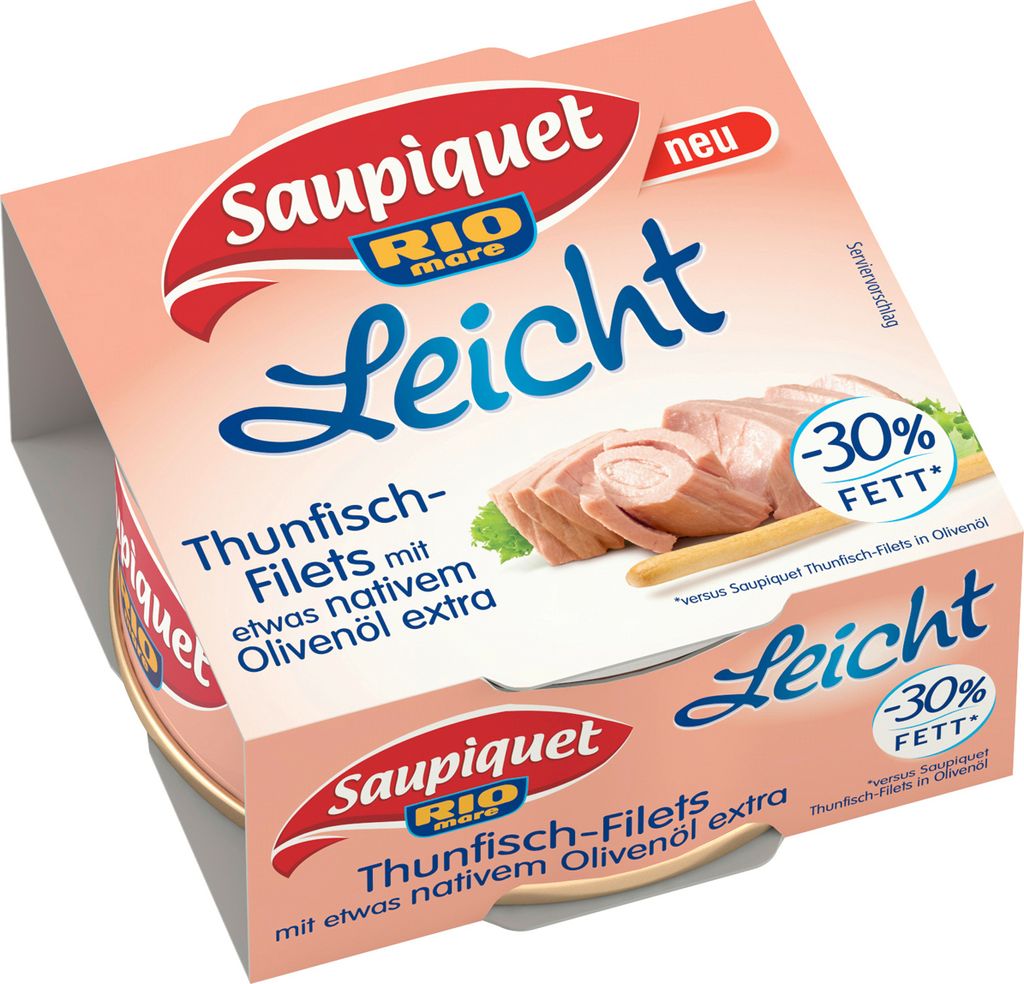 Saupiquet Thunfisch Filet Leicht mit etwas nativem Olivenöl extra 120g