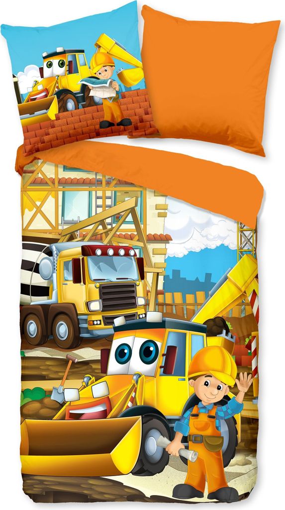 Traumschloss Renforcé Kinder Bettwäsche - Baustelle 135 x 200 cm Baustelle