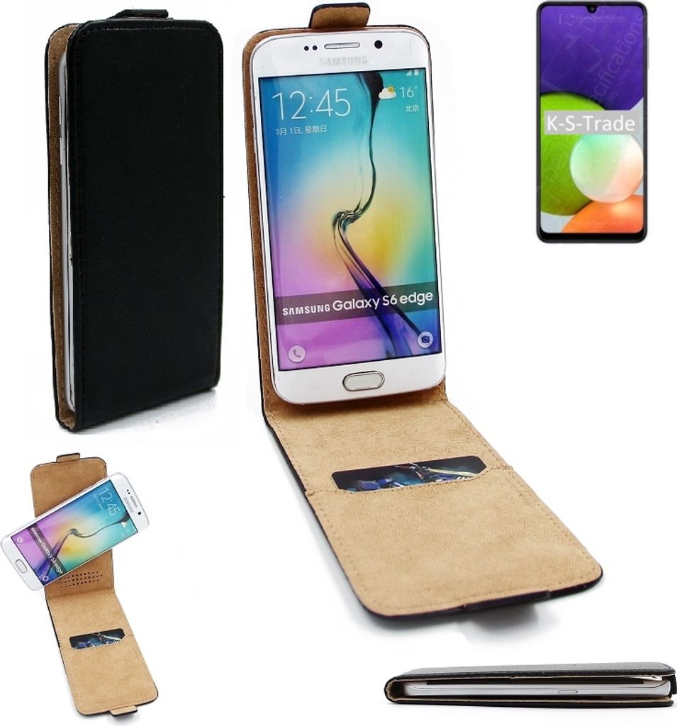 K-S-Trade Schutzhülle Handyhülle kompatibel mit Samsung Galaxy A22 Flipstyle 360° Smartphone Tasche, schwarz, Case Flip cover