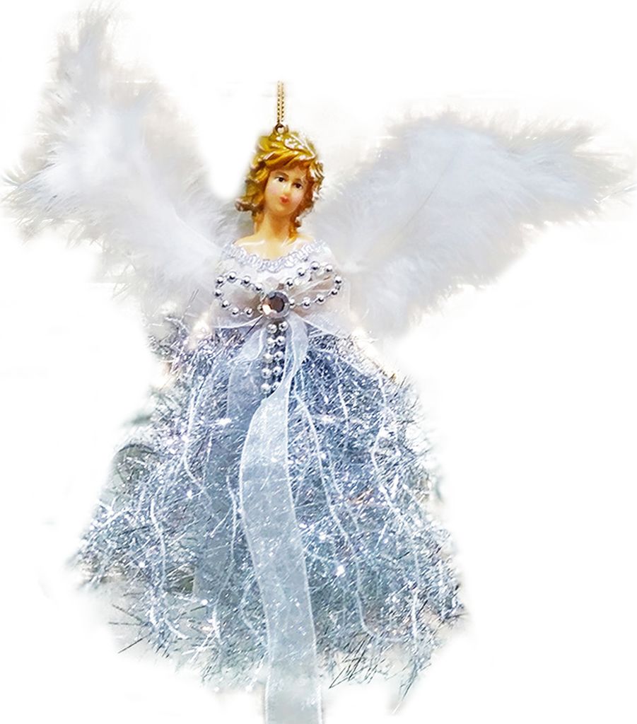 Weihnachten Plüsch Angel Doll Holiday Decoration Geschenk Schöne entzückende weiche Stoff feine Arbeit Weihnachtsverzierung-Silber