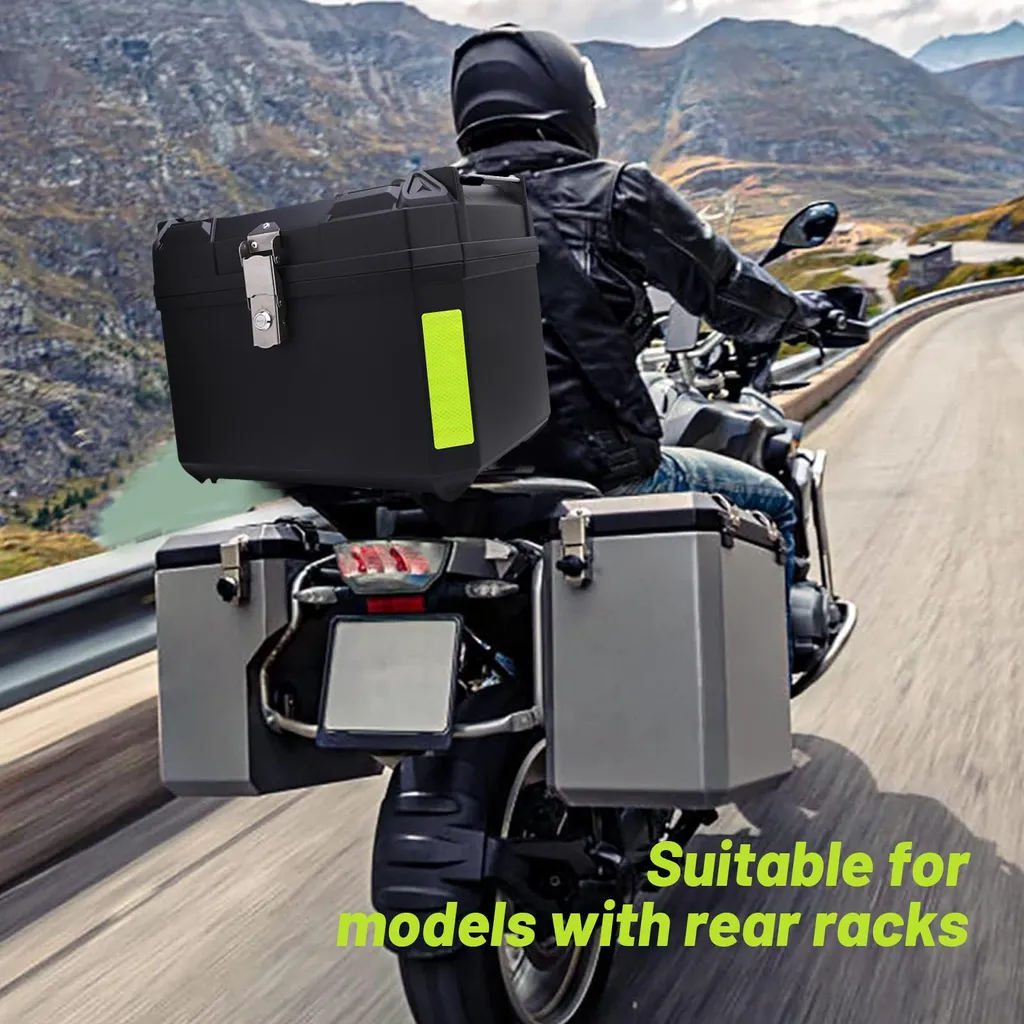 Valise Arrière Moto 60L Étanche - Coffre de Rangement pour Scooter Noir