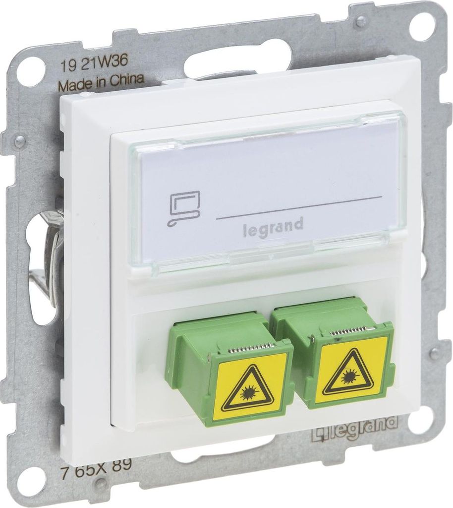 Legrand SEANO SC/APC Monomode Glasfaser-Steckdose, 2 Glasfaserkabel, Duplex Adapter, Ultraweiß, 765189
