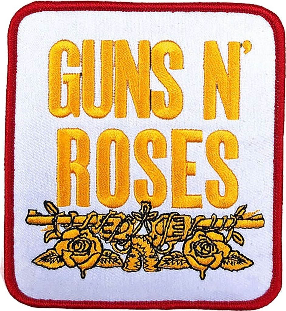 Guns N Roses - Gestapeltes Logo - Aufnäher zum Aufbügeln, gewebter Stoff RO8606 (Einheitsgröße) (Weiß/Gold/Rot)