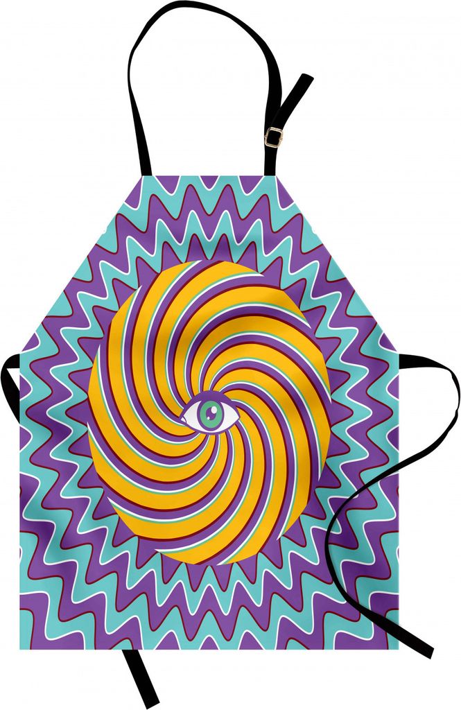 ABAKUHAUS Jahrgang Kochschürze, Third Eye Symbol innerhalb Hypnotic Spirale Kreise Trippy Linien Mystic Hippie Boho, Farbfest Höhenverstellbar Wa...