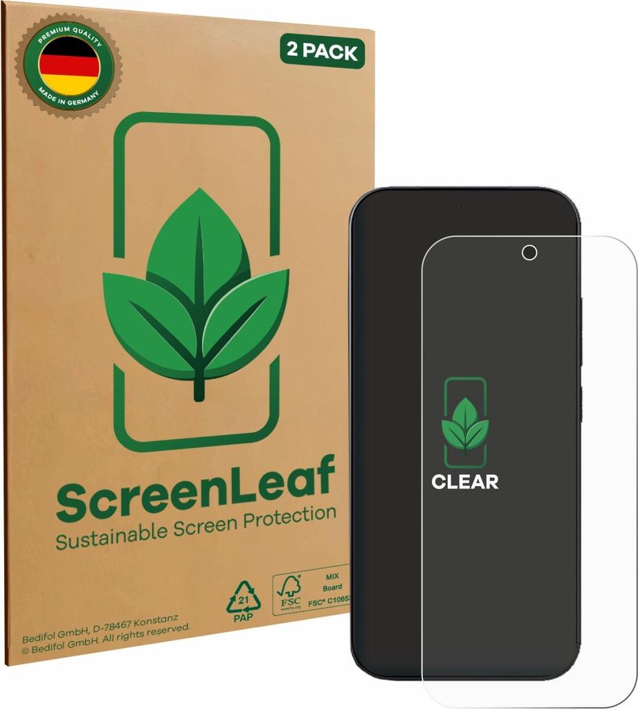 2x ScreenLeaf Schutzfolie für Xiaomi 17 Pro nachhaltiger Displayschutz Display Schutz Folie Klar Transparent